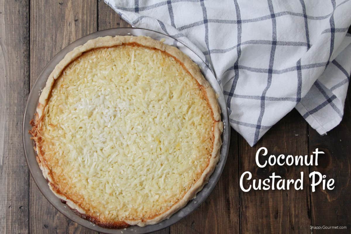 Coconut Custard Pie in pie plate