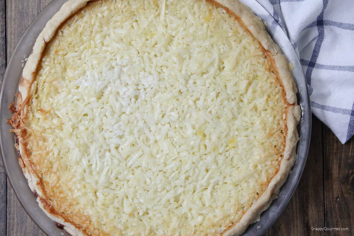 Coconut Custard Pie in pie plate