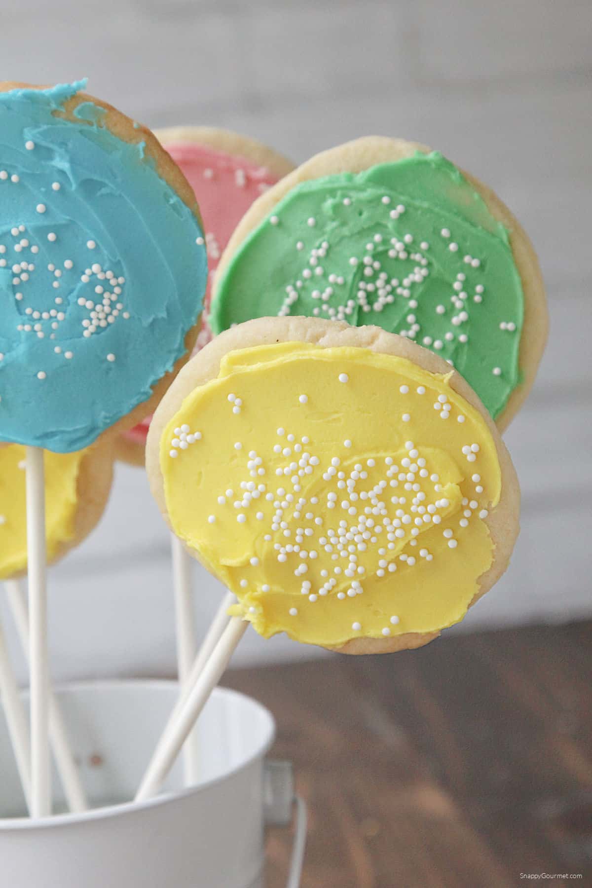 Cookie Pops standing up in container