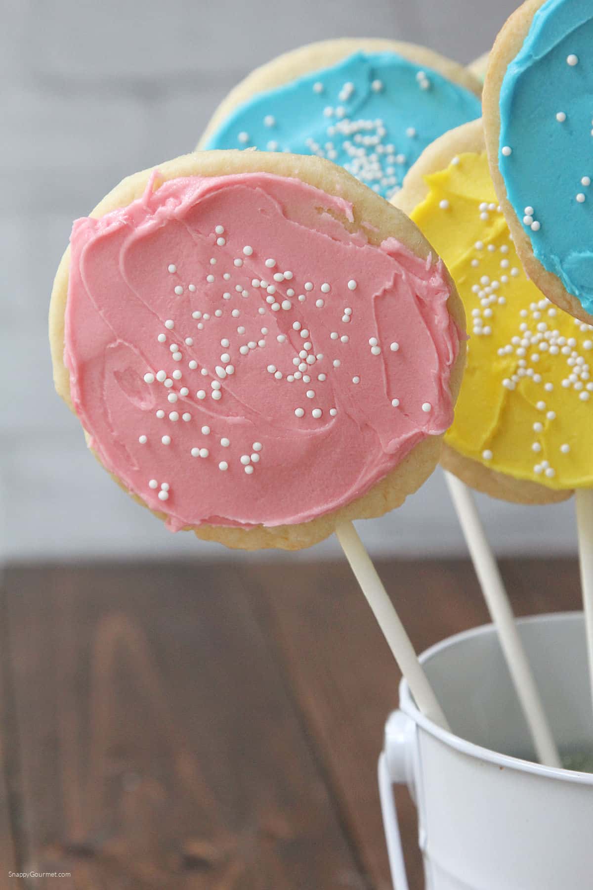 closeup of Cookie Pop standing up in container
