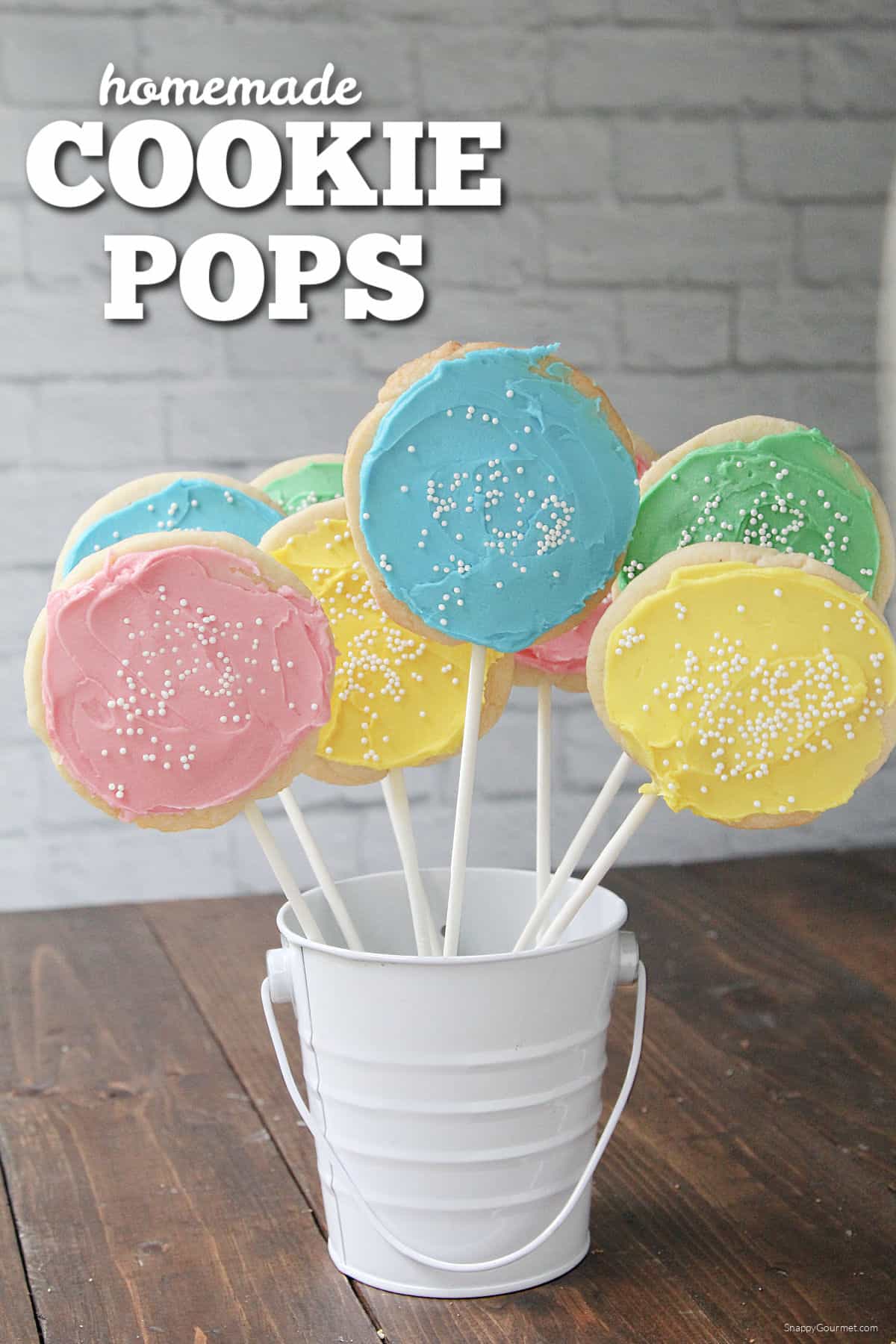 bouquet of multiple Cookie Pops standing up in container