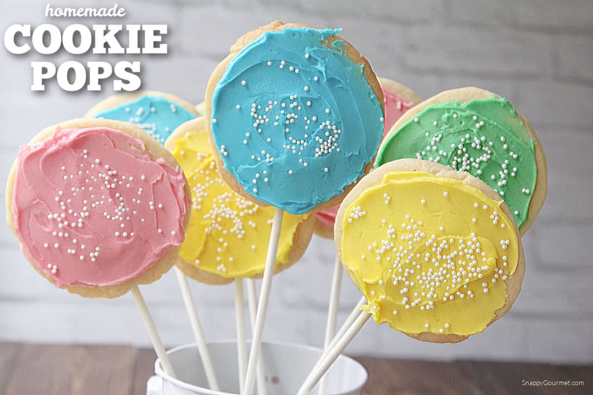 bouquet of Cookie Pops standing up in container