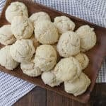 Drop Biscuits on wood platter on towel