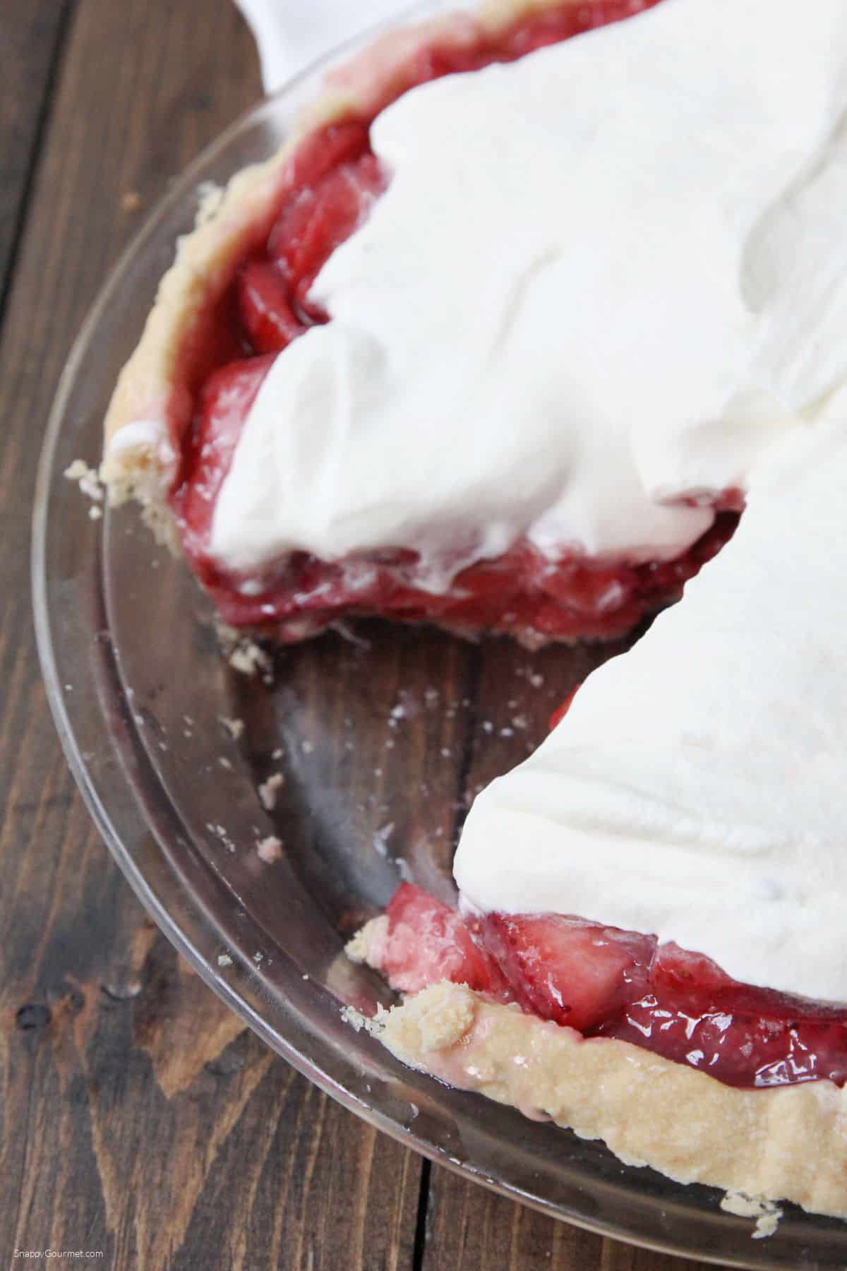 homemade Fresh Strawberry Pie in pie plate