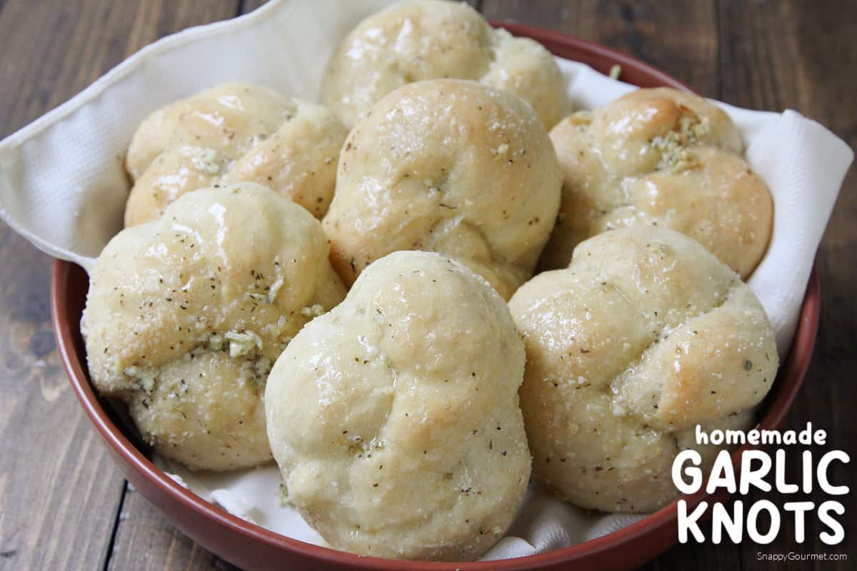 Garlic Knots Garlic Knots on towel in shallow bowl