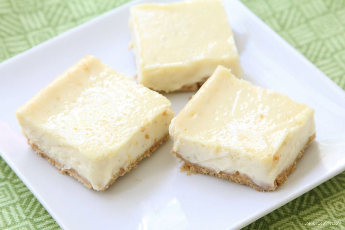 closeup of Key Lime Pie Bars on plate