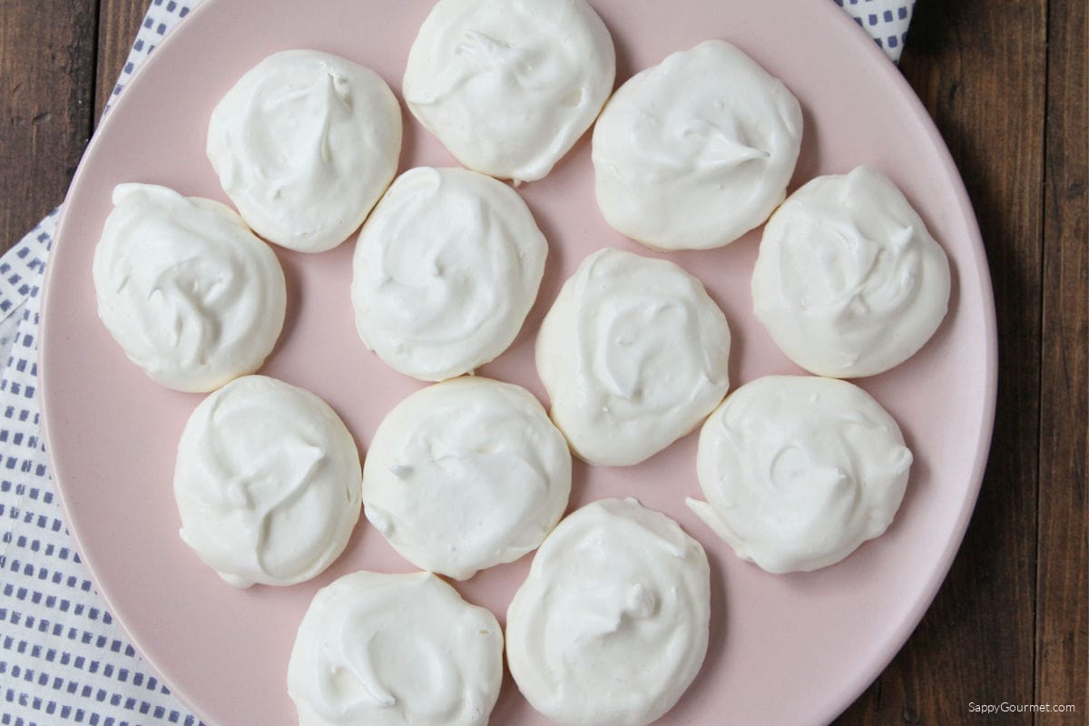 Meringue Cookies closeup of Meringue Cookies on plate