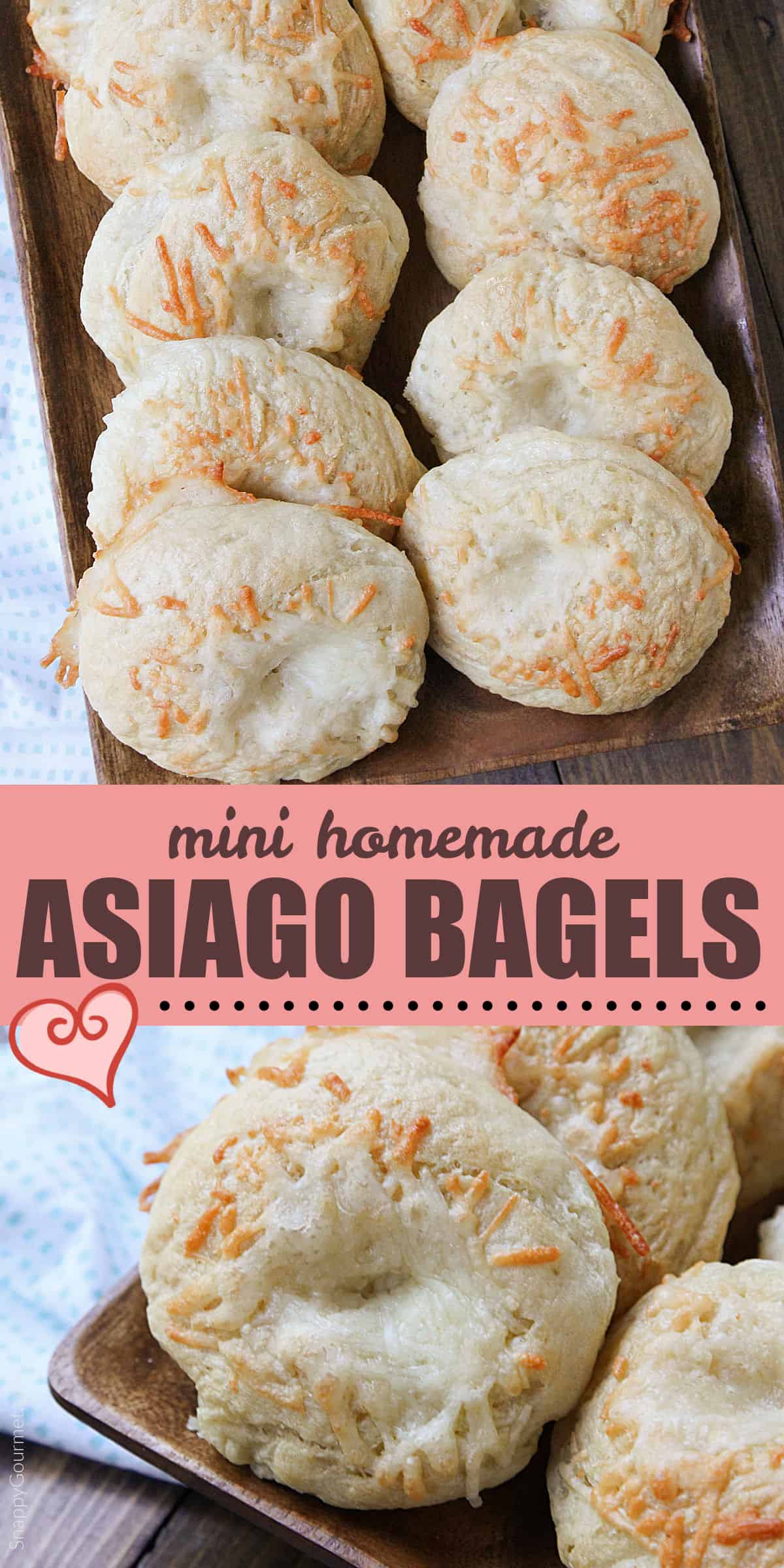 collage of Mini Asiago Bagels