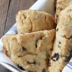 Orange Cherry Scones in basket with towel