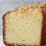 Orange Pound Cake on cake stand