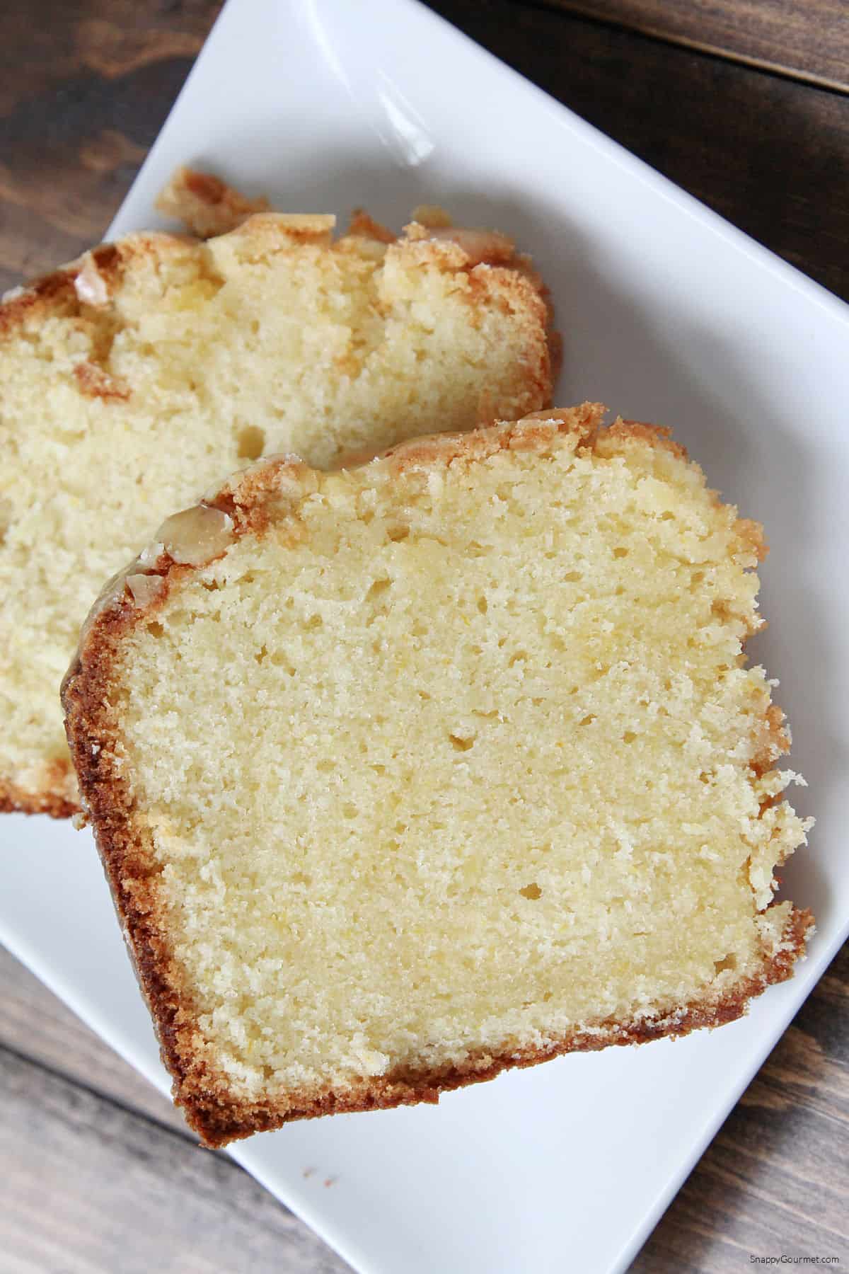 slices of Orange Pound Cake on plate