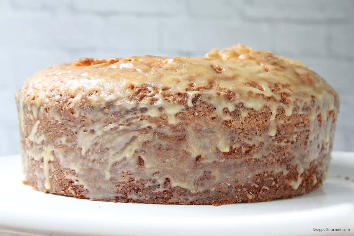 Orange Pound Cake on cake stand
