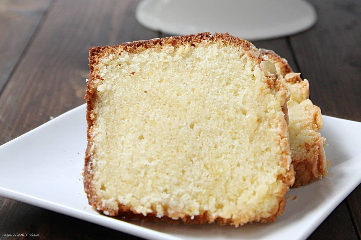 slices of Orange Pound Cake on plate