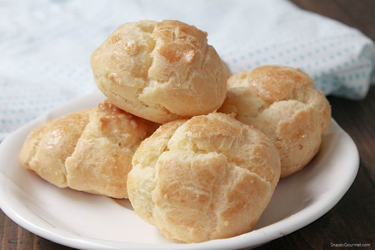 plate with stacked Profiteroles