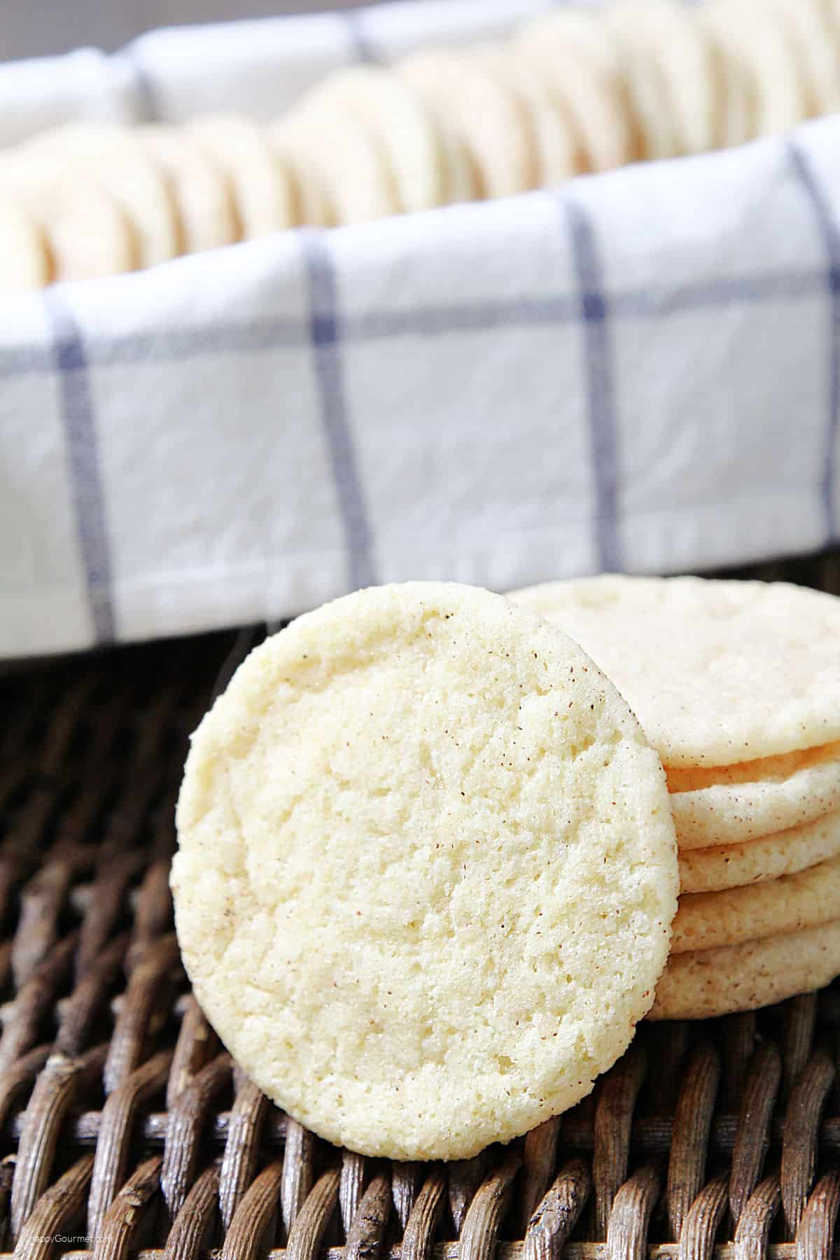 Snickerdoodle Cookies Snickerdoodle Cookie resting against stack of cookies