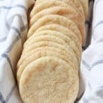 basket with towel topped with Snickerdoodle Cookies