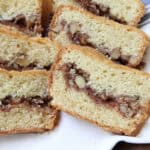 slices of Sour Cream Coffee Cake on towel