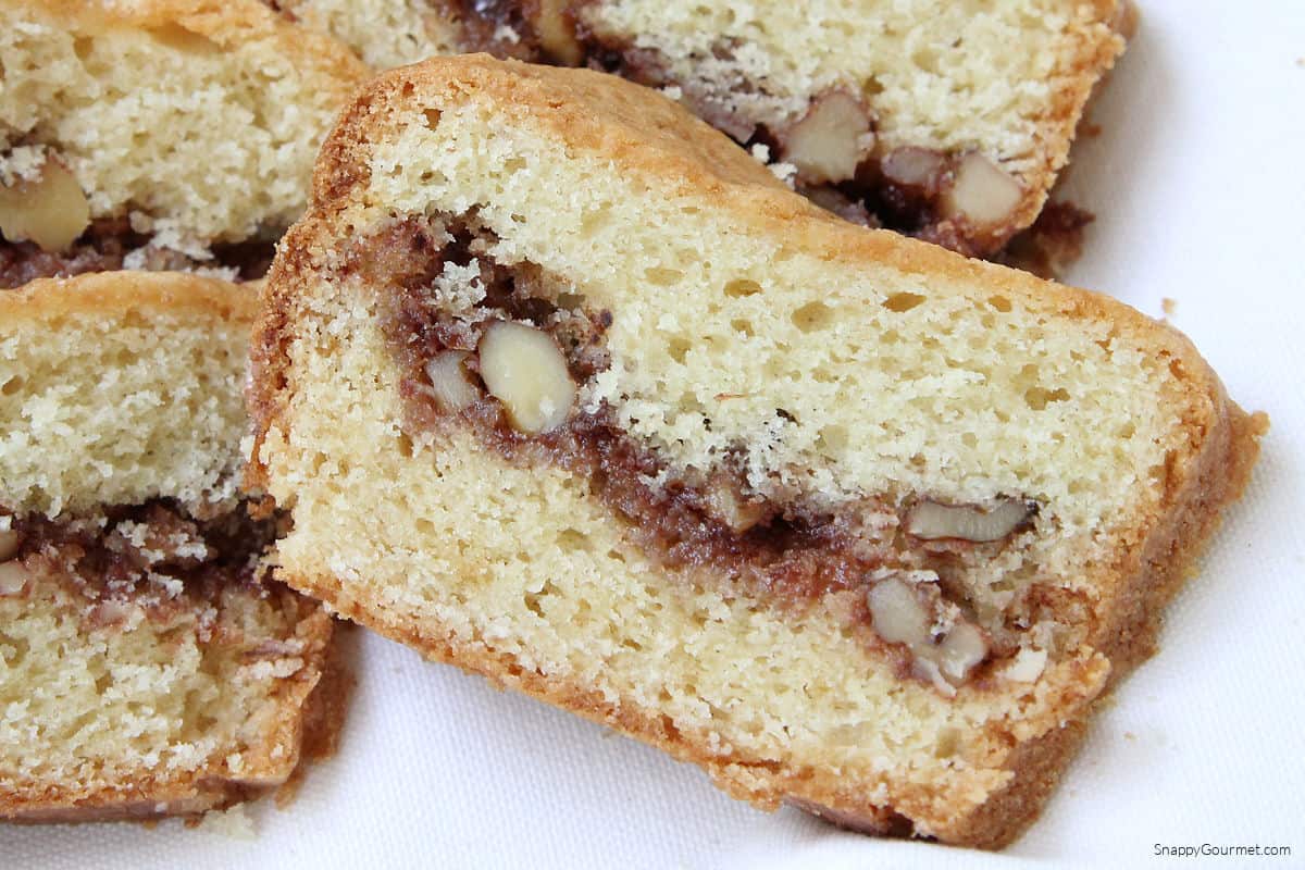 Sour Cream Coffee Cake slices on towel