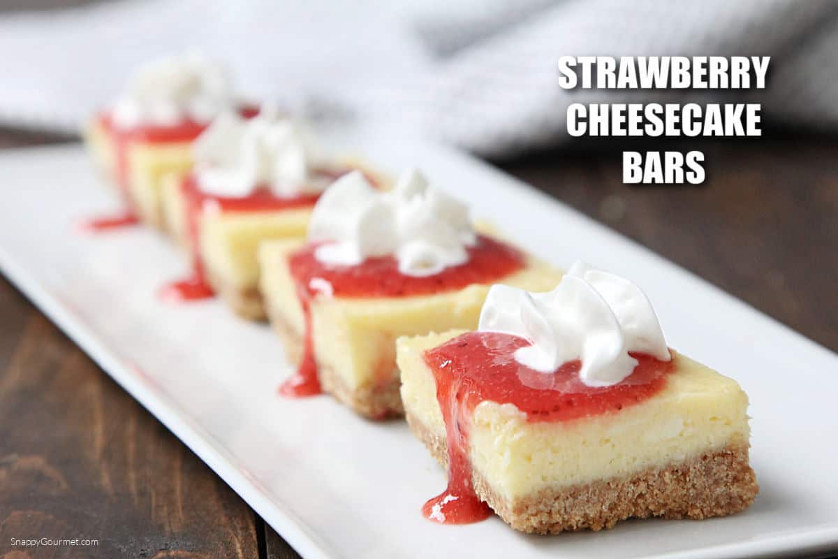 Strawberry Cheesecake Bars on platter