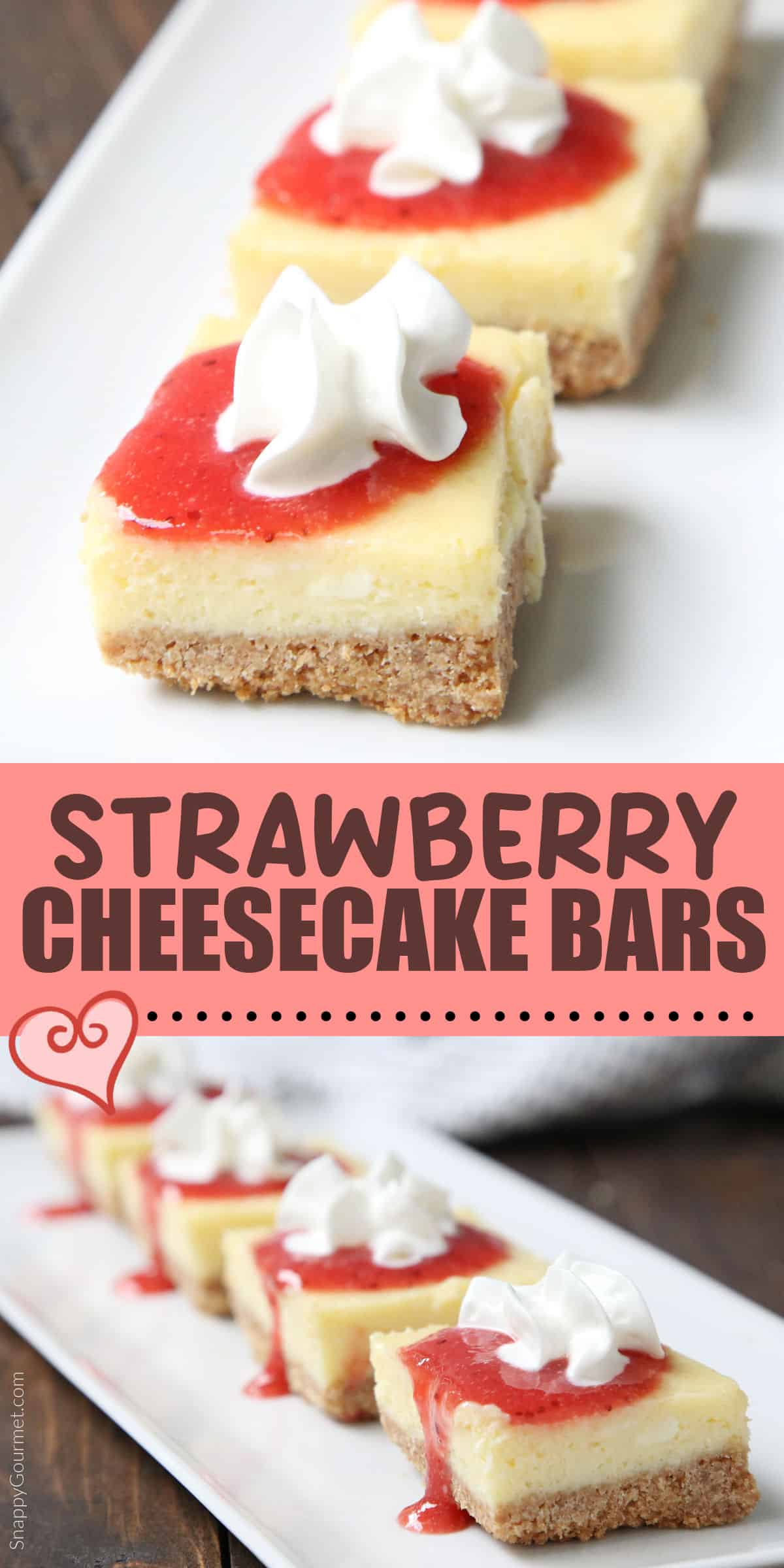 collage of Strawberry Cheesecake Bars
