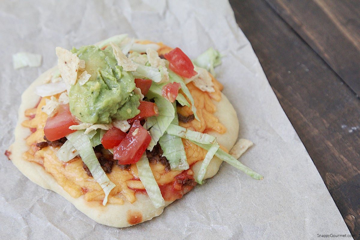 Taco Pizzas closeup of a Taco Pizza