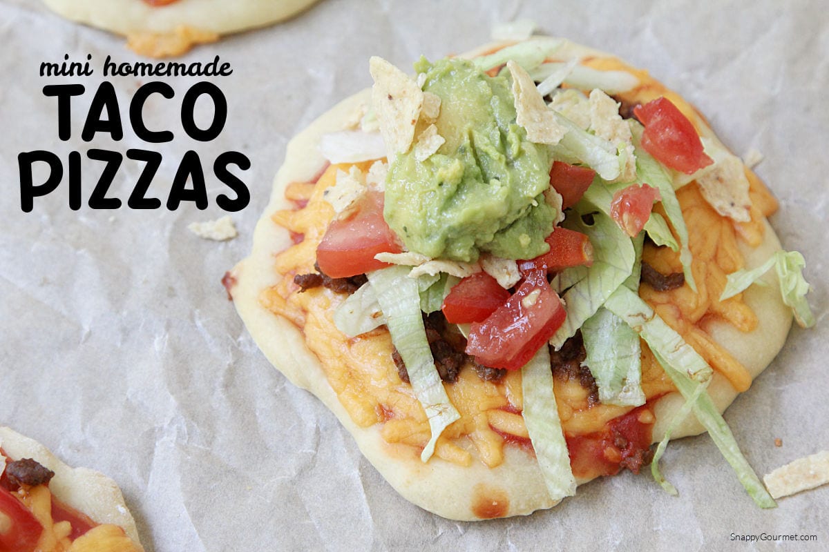 Taco Pizzas closeup of a small Taco Pizza