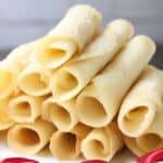 stack of Tuile Cookies on cake stand