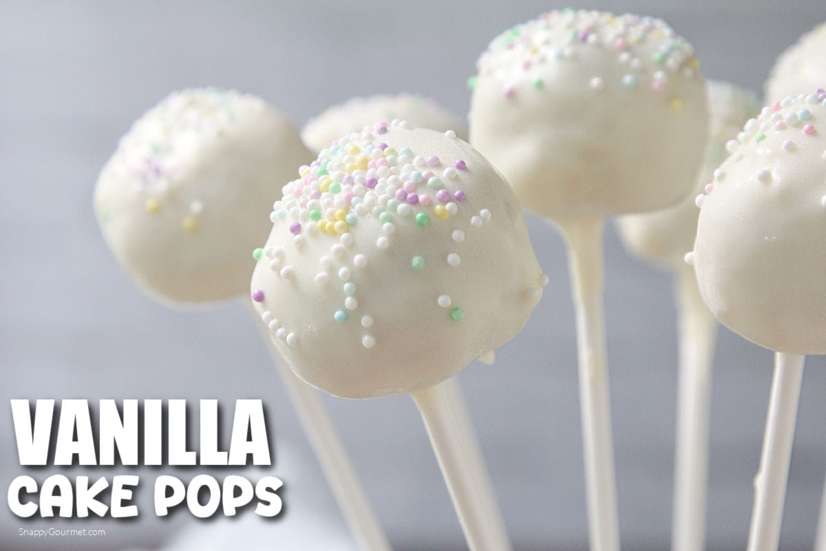 Vanilla Cake Pops closeup of Vanilla Cake Pops