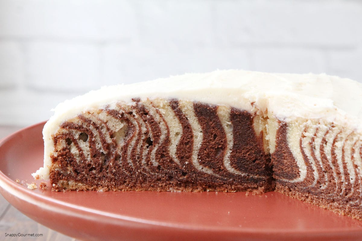 Zebra Cake on cake stand