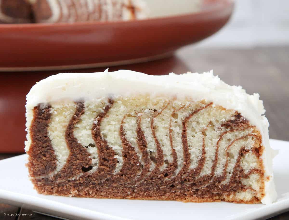 slice of Zebra Cake on plate