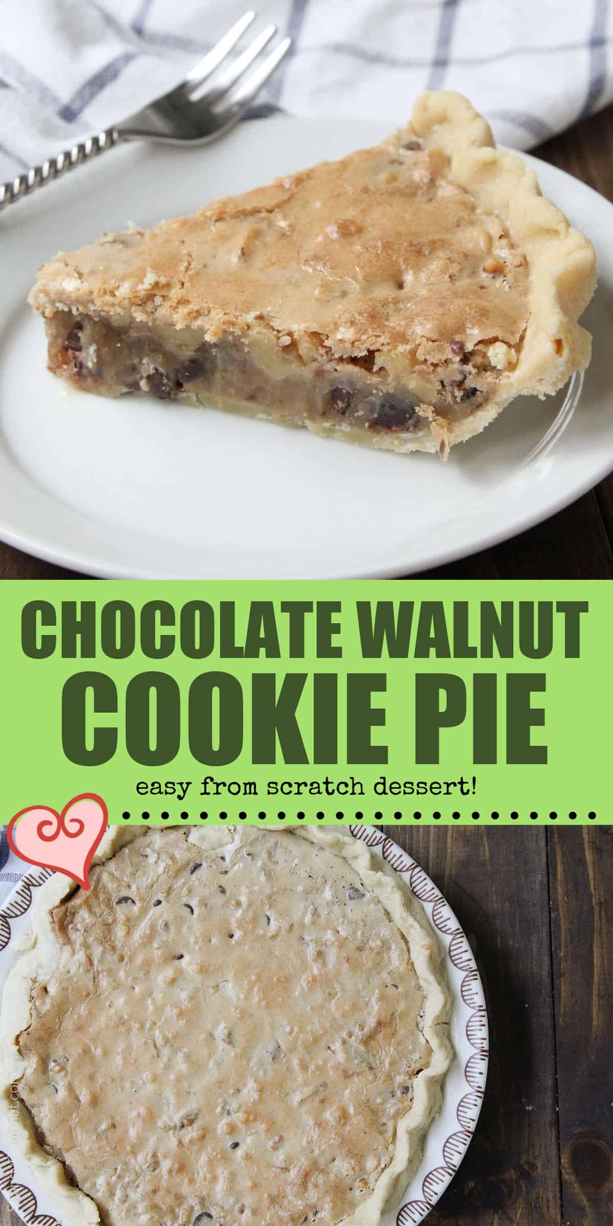 Chocolate Walnut Cookie Pie collage of Chocolate Walnut Cookie Pie