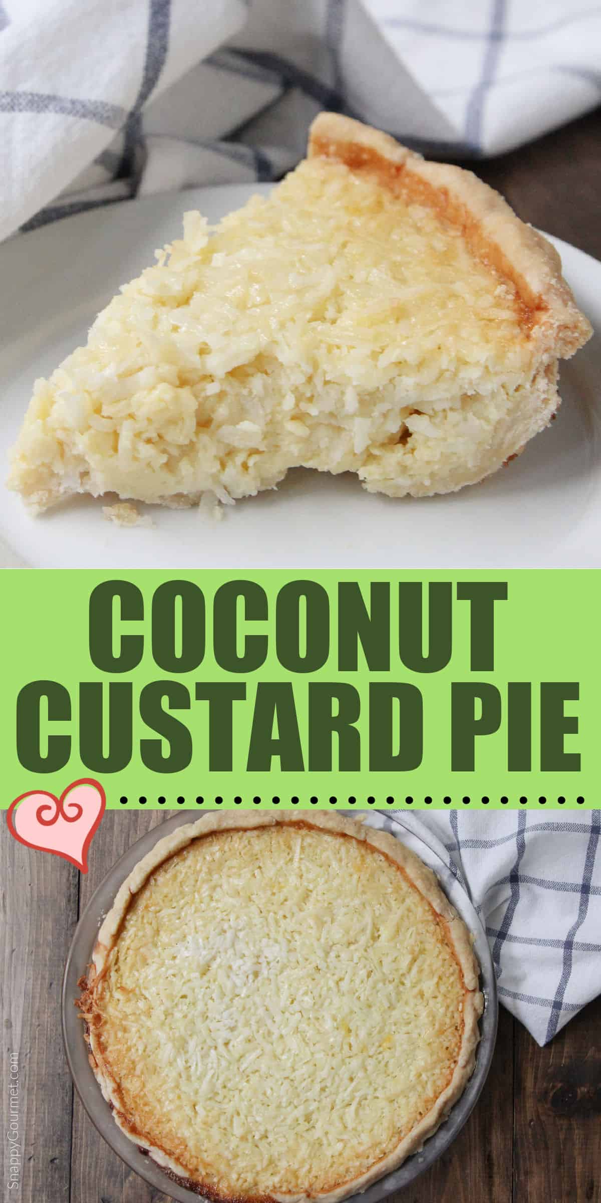 collage of Coconut Custard Pie