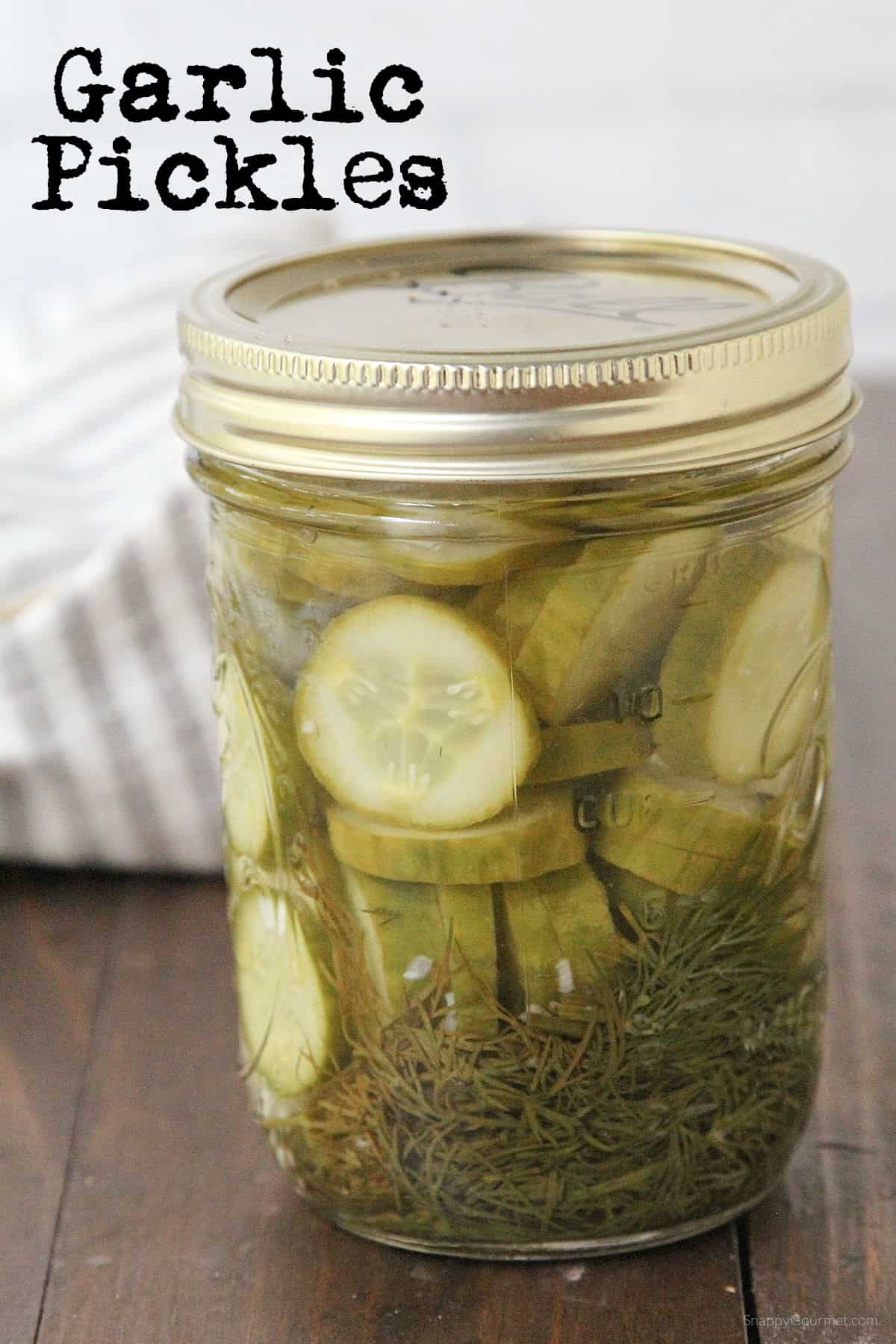 mason jar of Garlic Pickles