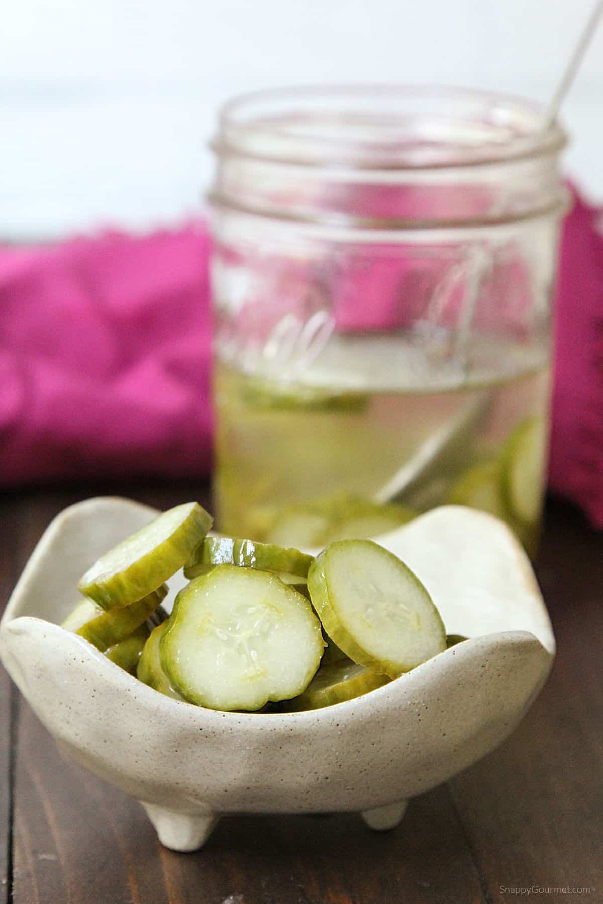 Japanese Pickles in bowl with mason jar