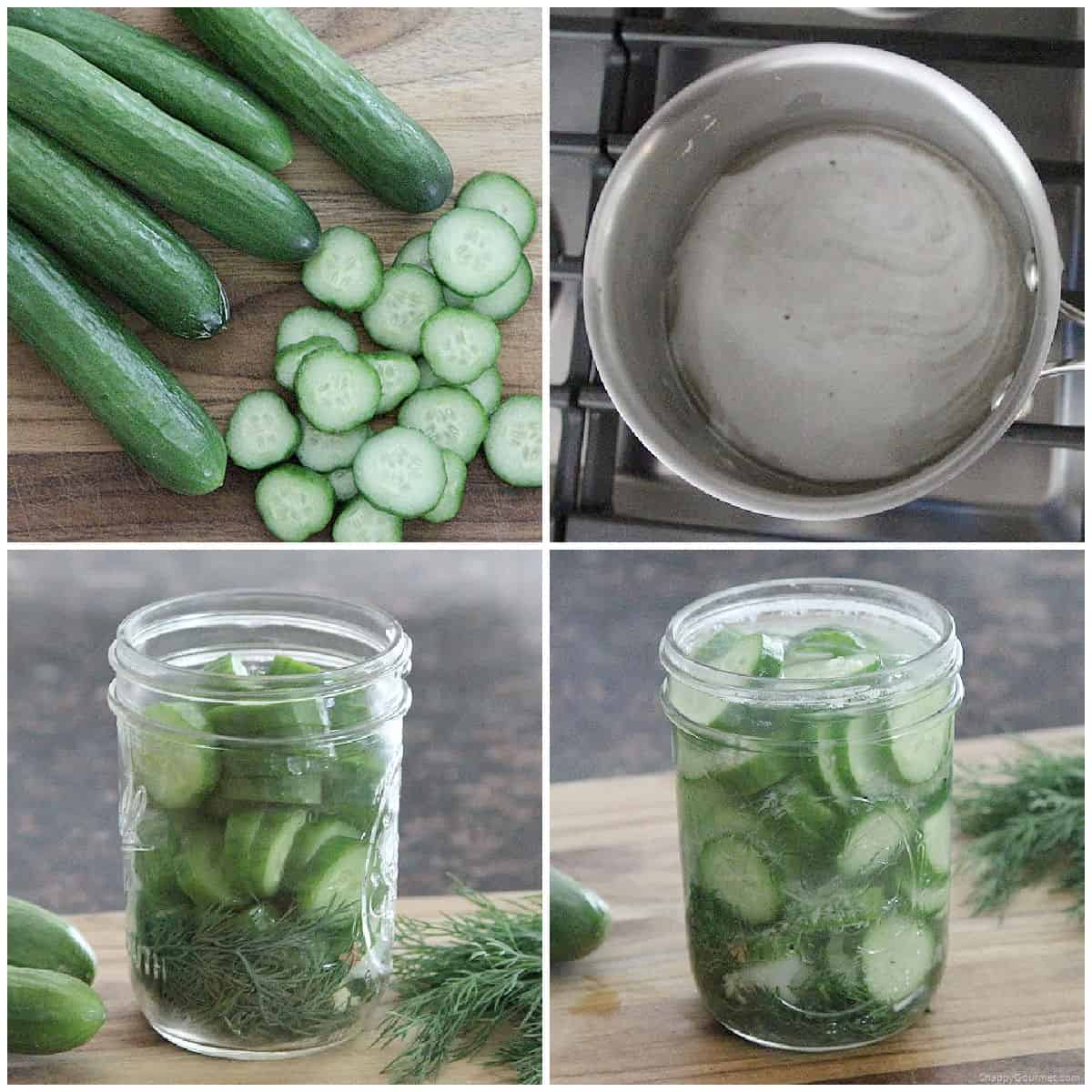 Horseradish Pickles collage of steps to make Horseradish Pickles